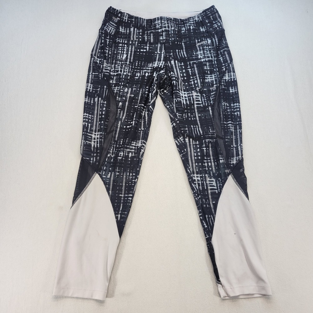 Avia Leggings Womens M Black White Abstract Mesh Crop Activewear